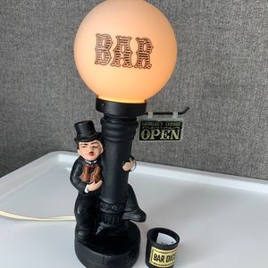 Vintage Charlie Chaplin Bar Lamp Hobo Drunk Lamp Post Bar Dice Table Light